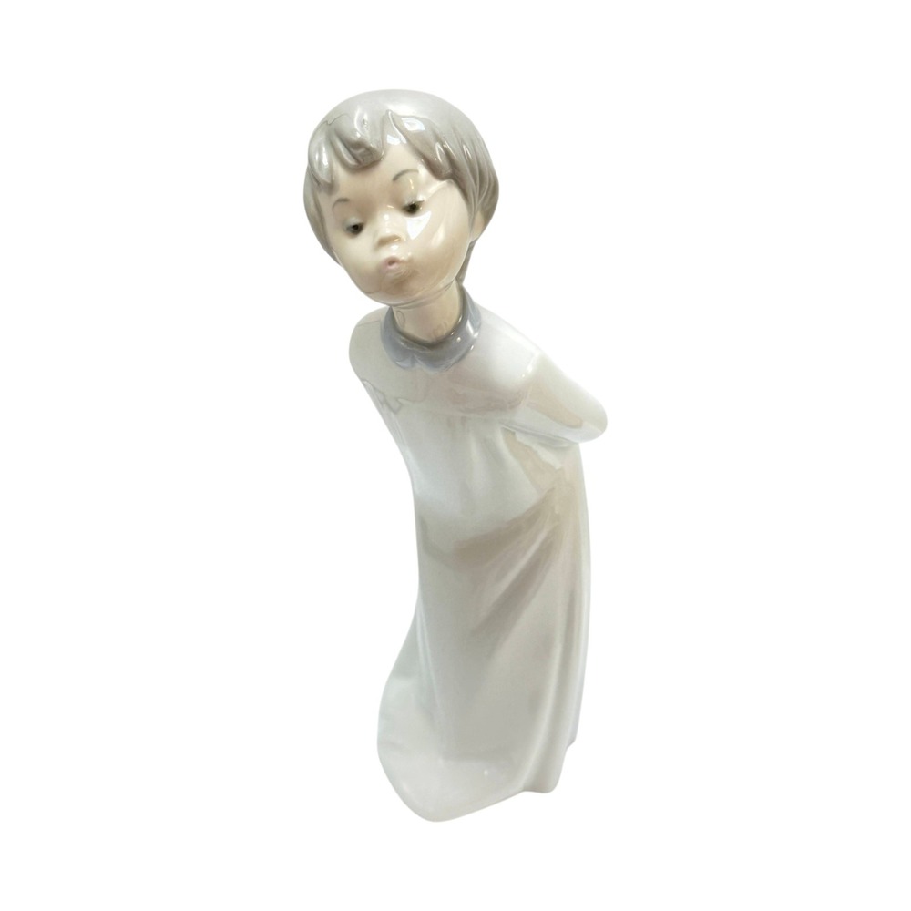 Zaphir Figurine One Kiss Boy in Nightshirt White Porcelain Spain 9.5 inch tall